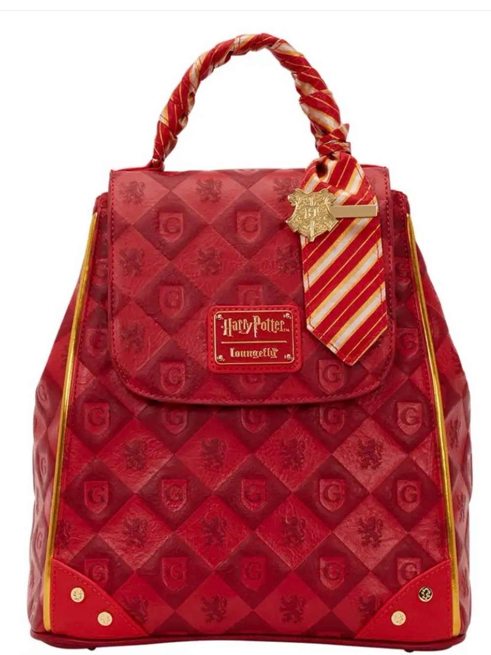 Warner Bros. Red Quilted Gryffindor Accent Backpack with Gold Trim